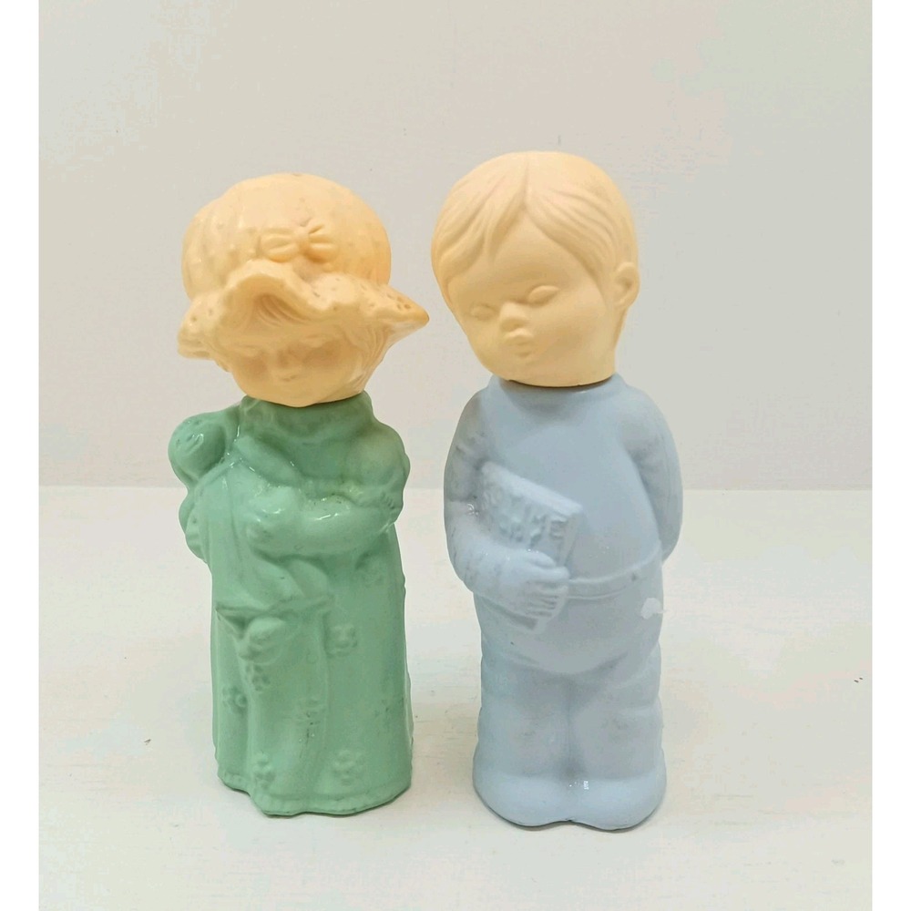 Lot of 2 VTG Avon Nursery Children Figurine Perfume Decanter Bottles 1970s